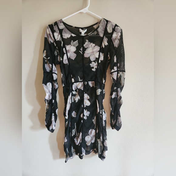 NWT Black Floral Sheer Dress - Picture 1 of 9
